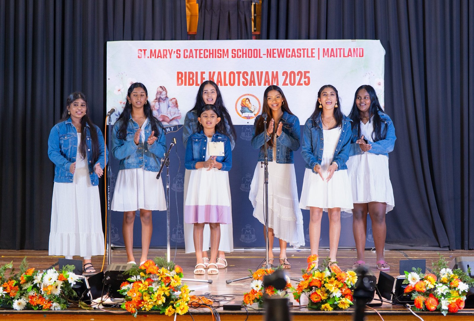 Catechism students performing at Bible Kalotsavam 2025