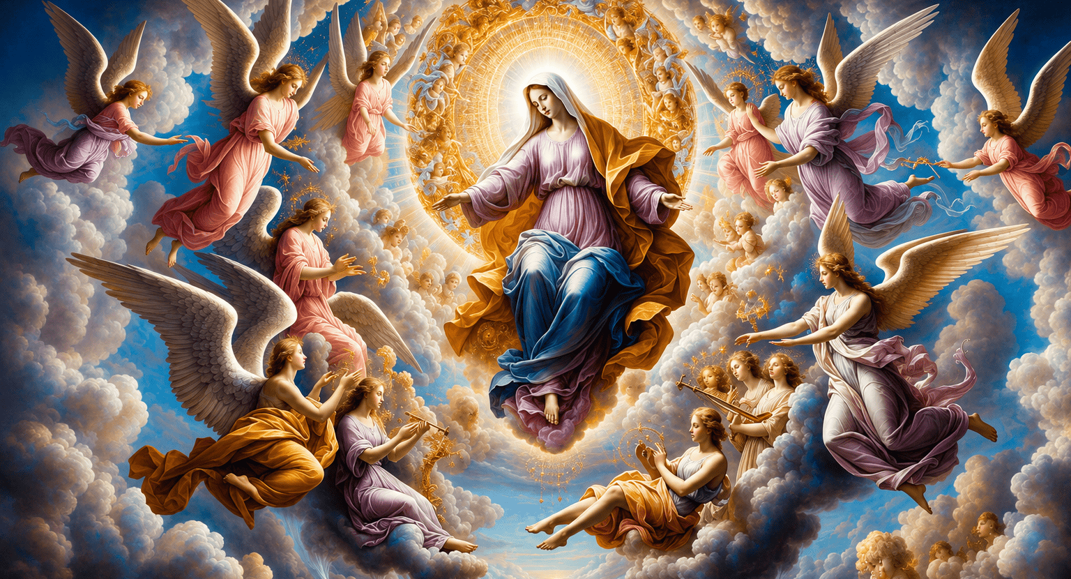 Mother Mary surrounded by angels